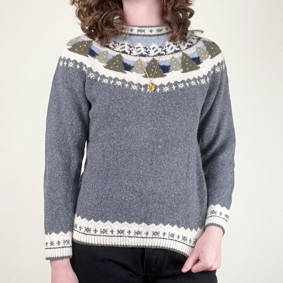 Vintage Fair Isle Wool Cotton Sweater Scandinavian Winter Scandi Girl Christmas - Picture 2 of 8